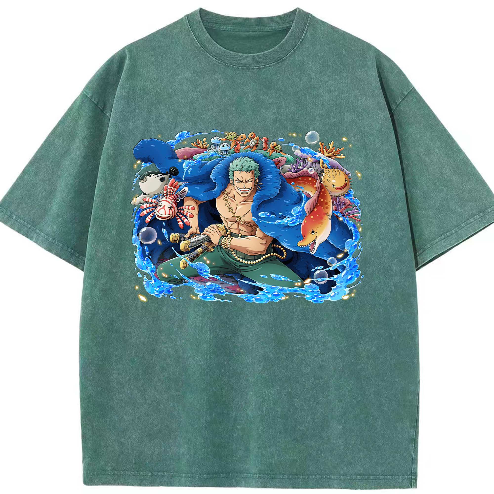 ワンピース ロロノア・ゾロ ONE PIECE Roronoa Zoro 綿100% ヴィンテージ風 半袖Tシャツ（フロントプリント）
